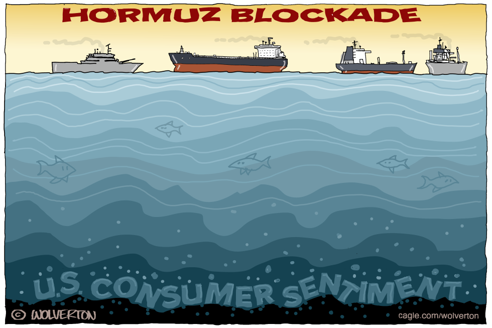 Hormuz Blockade Sinks U.S. Consumer Sentiment in Sharp Cartoon Satire