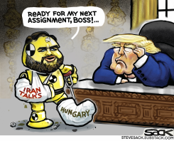 BATTERED JD VANCE AFTER FAILED IRAN TALKS AND HUNGARY by Steve Sack