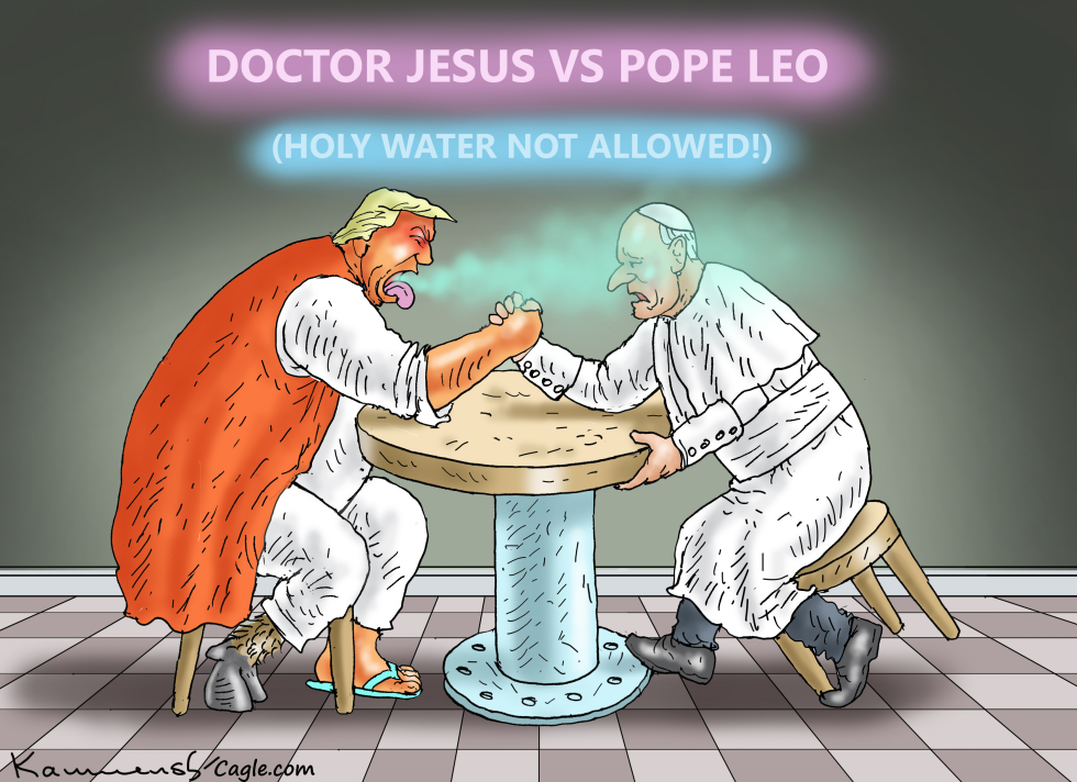Doctor Jesus Takes on Pope Leo in Epic Arm-Wrestling Showdown