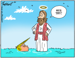 TRUMP COMPARES HIMSELF TO JESUS by Bob Englehart