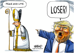 TRUMP BASHES POPE by Dave Whamond