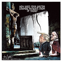 TRUMP CONFUSES JESUS FOR A DOCTOR by Michael de Adder