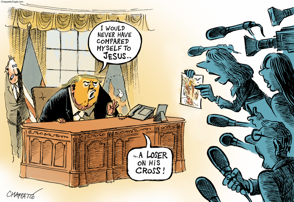 Trump Denies Comparing Himself to Jesus in Satirical Cartoon