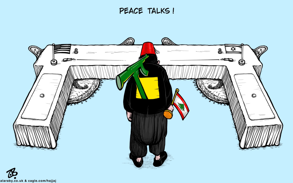 Lebanon Peace Talks Israel Hezbullah Table Guns