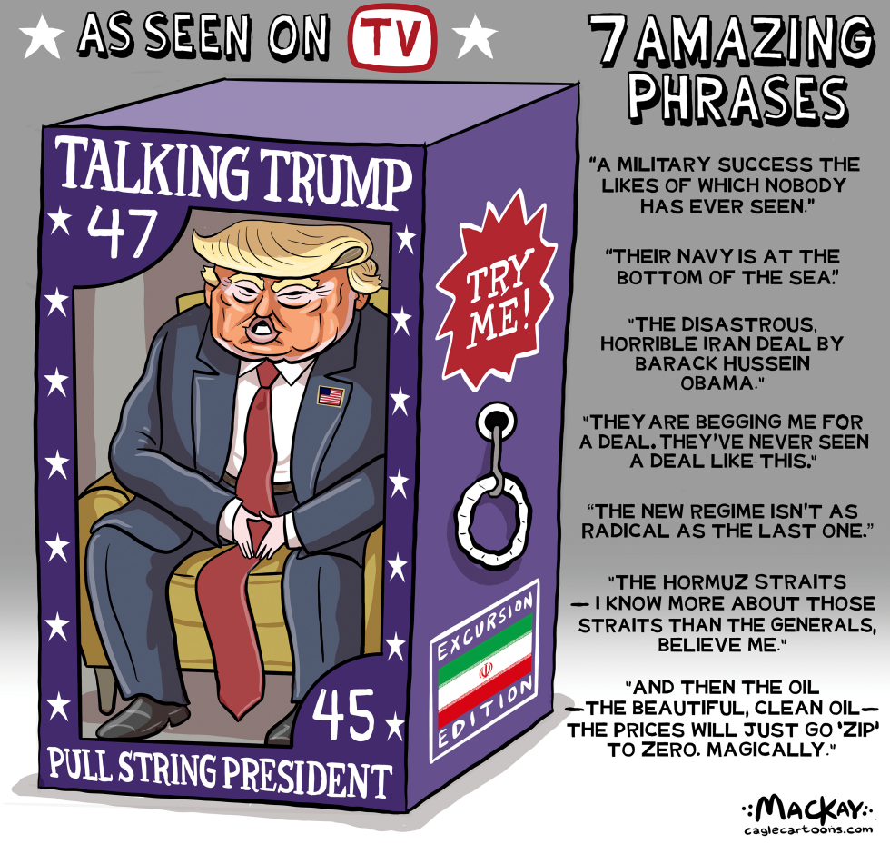 Trump Iran Rhetoric pull-string President doll