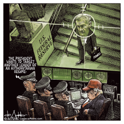 TRUMP TARGETS JEROME POWELL by Michael de Adder