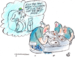 NAVY GUYS EATING INADEQUATE MEAL by Randall Enos