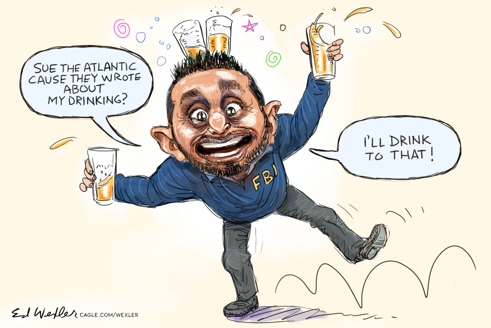 Kash Patel's Boozy Retort to Atlantic in Wexler's Cartoon