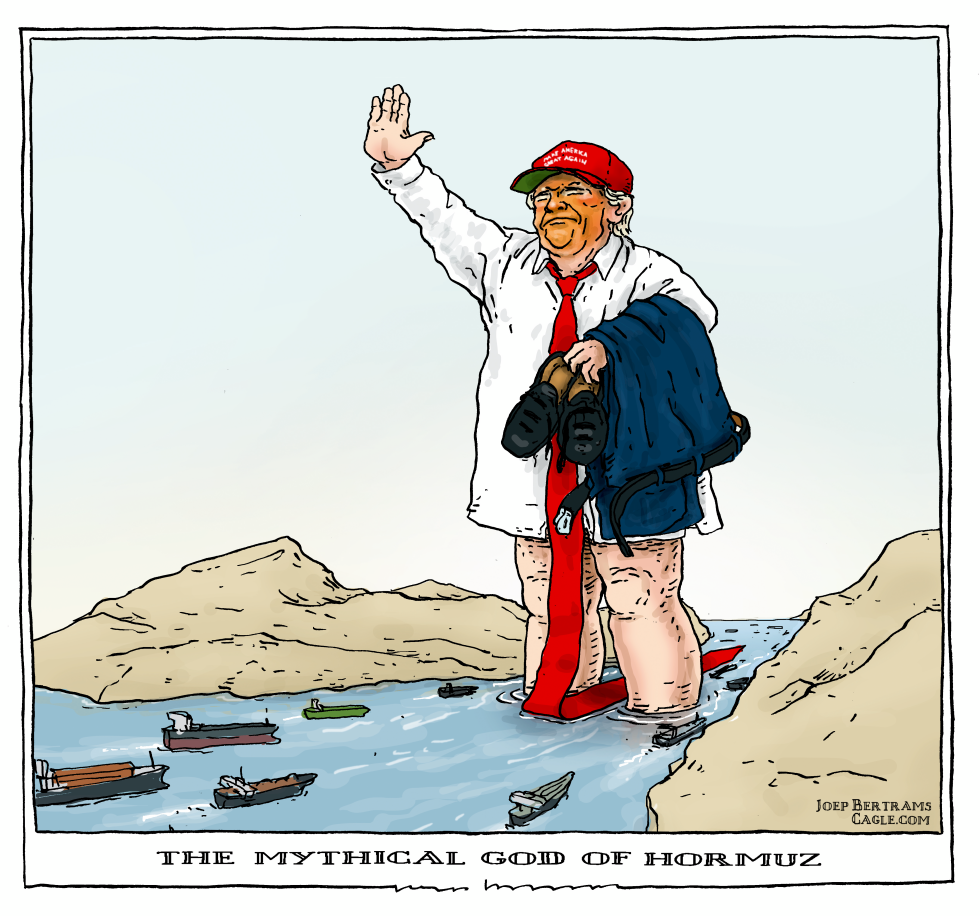 Mythical Trump statue in strait of Hormuz