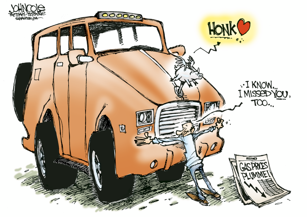 Gas prices fall -- color
