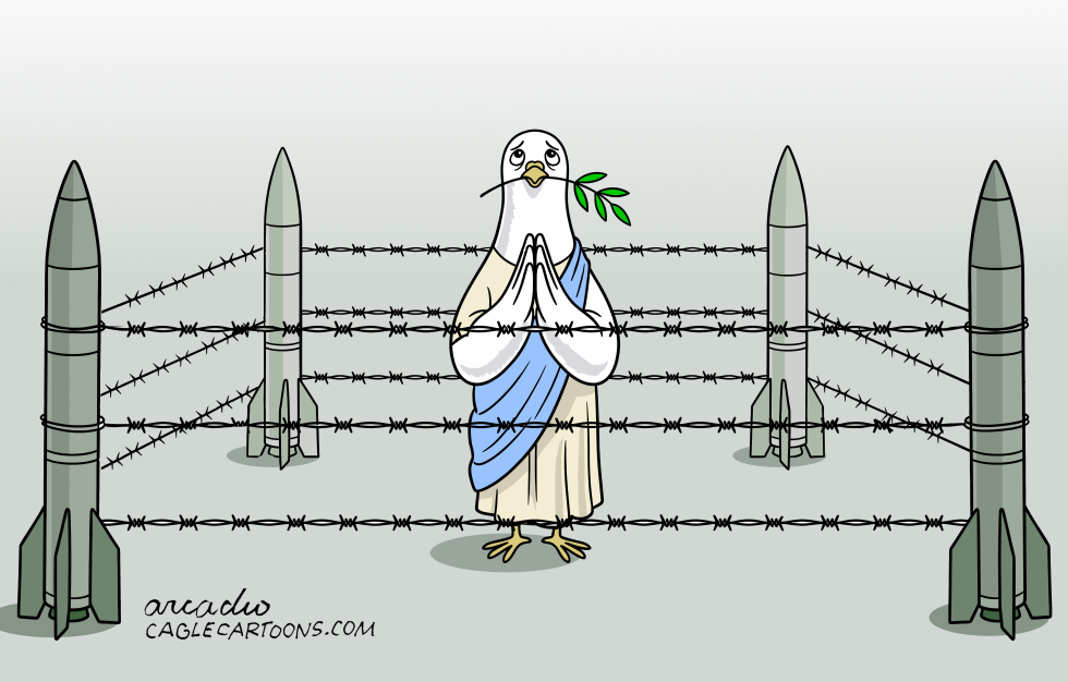 Peace pleads in the midst of war.