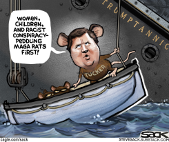 TUCKER RAT FLEES TRUMPTANNIC by Steve Sack