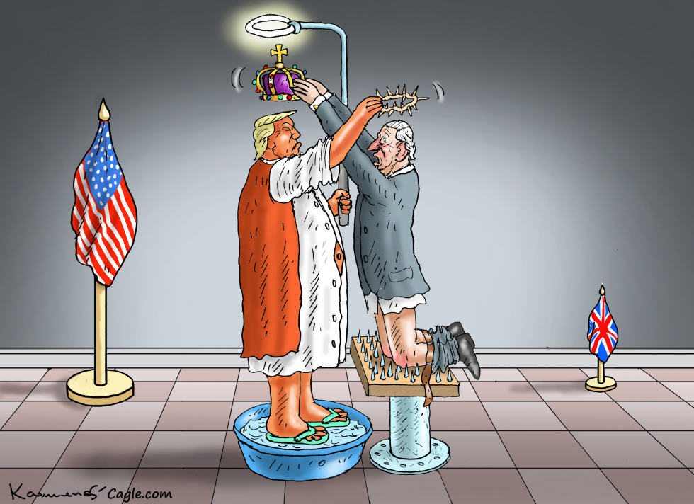 Trump and King Charles in Bizarre Crown Swap Satire