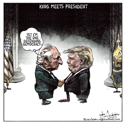 KING CHARLES MEETS PRESIDENT TRUMP by Michael de Adder