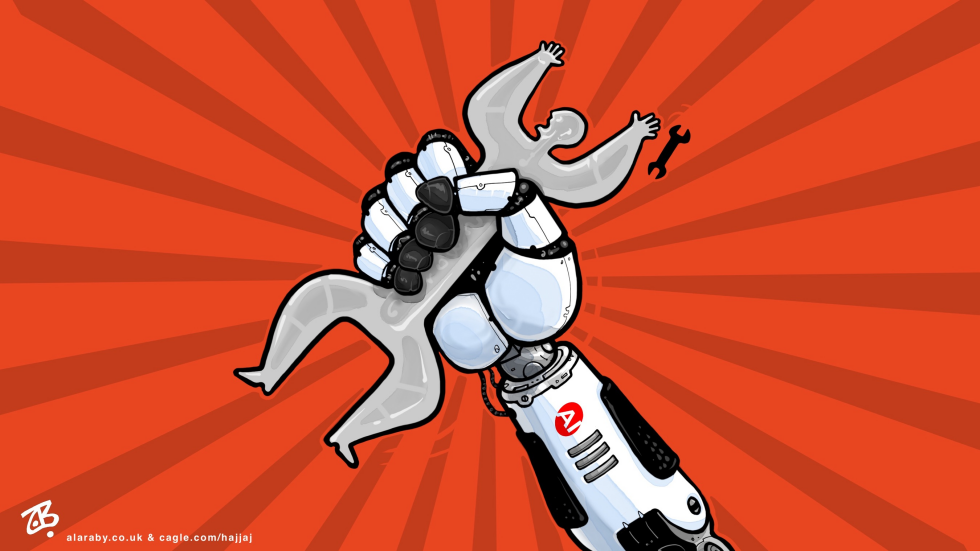 May Day Workers Ai Automation Wrench Poster Robot