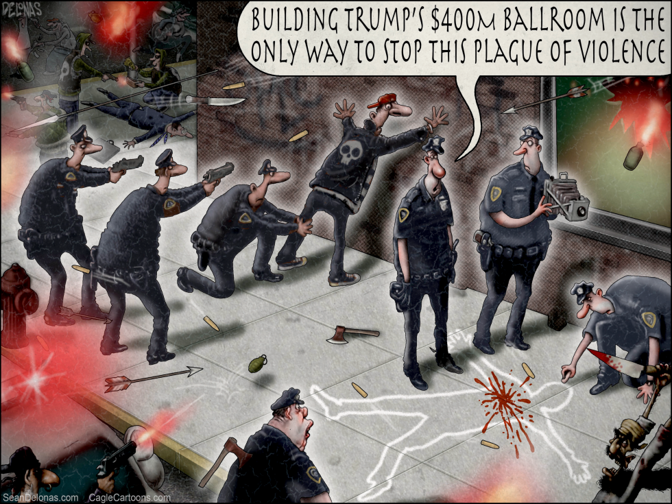 Trump's $400M Ballroom: Cartoon Solution to America's Violence Plague