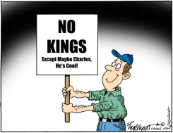 KING CHARLES VISIT by Bob Englehart