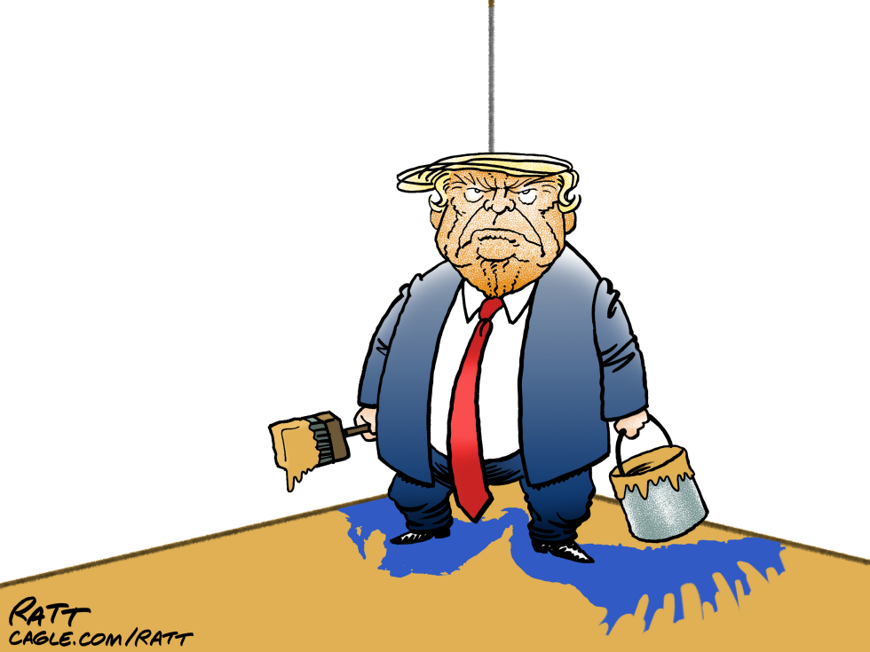 Trump paints floor blue near Strait of Hormuz amid Iran tensions and oil prices.