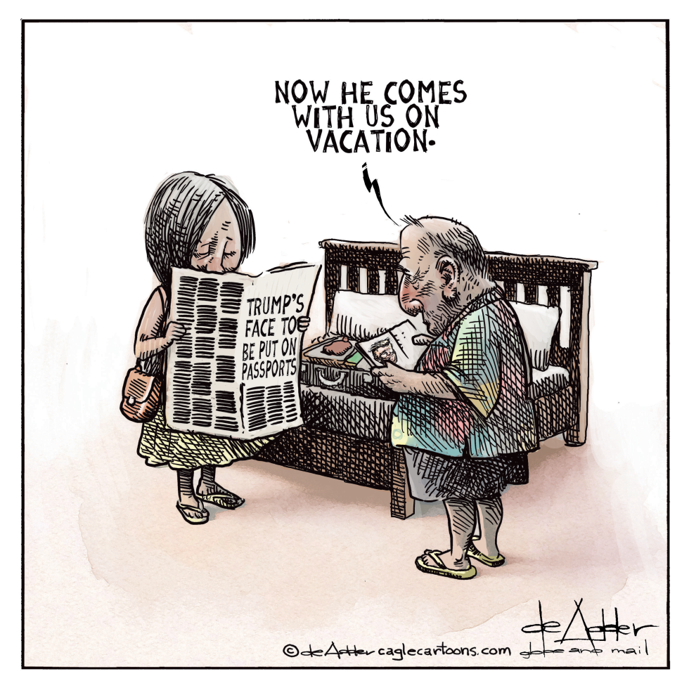 Passport with Trump face on vacation