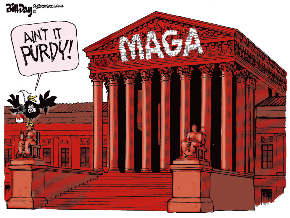 MAGA lettering covers Supreme Court facade in new cartoon