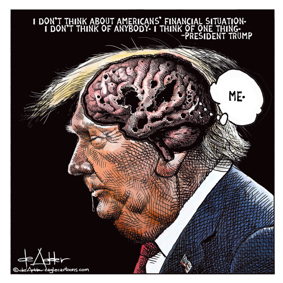 Trump Brain Cartoon Shows Single Thought in Damaged Head