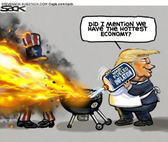 GRILL MASTER TRUMP - WAR-FUELED INFLATION BBQ by Steve Sack