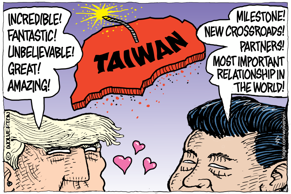 Xi and Trump Celebrate Under Fused Taiwan Bomb