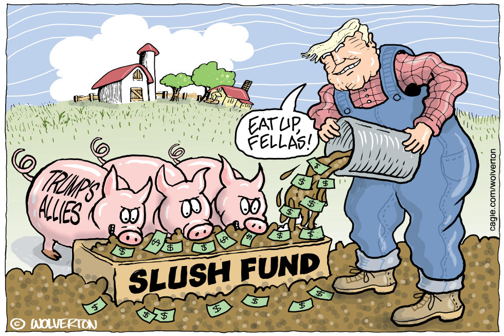 Farmer Trump Feeds Pigs at Slush Fund Trough