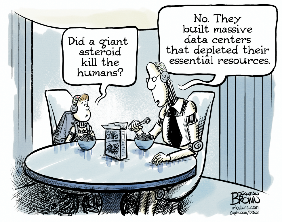 Robots attribute human extinction to data center resource drain