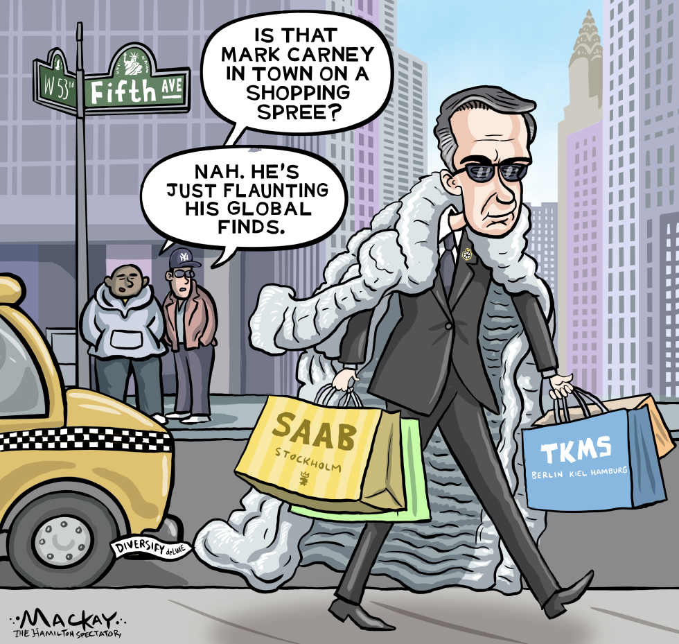Mark Carney shows off his European purchases