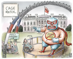 WHITE HOUSE CAGE MATCH by Adam Zyglis