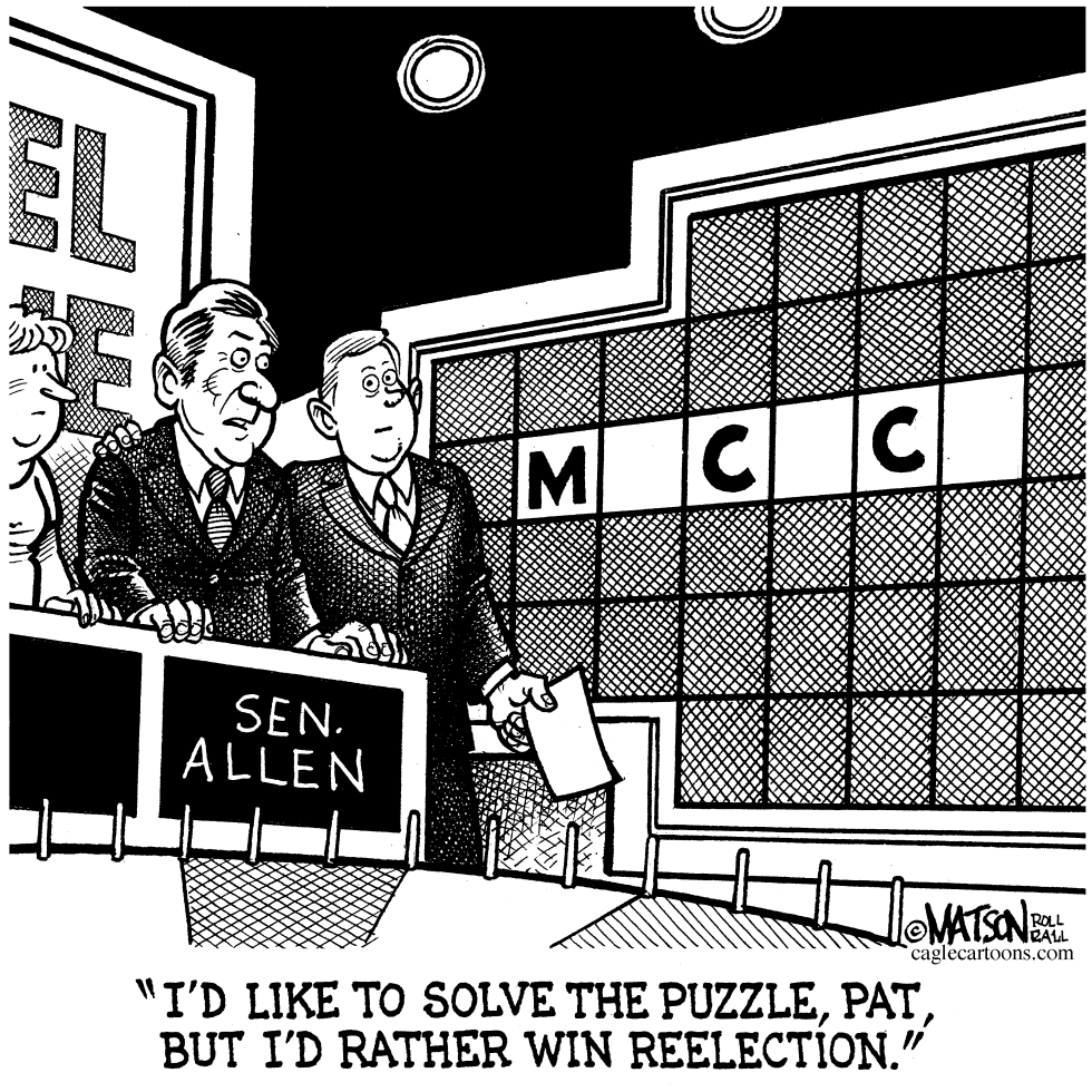  SENATOR ALLEN WONT SOLVE MACACA PUZZLE by RJ Matson