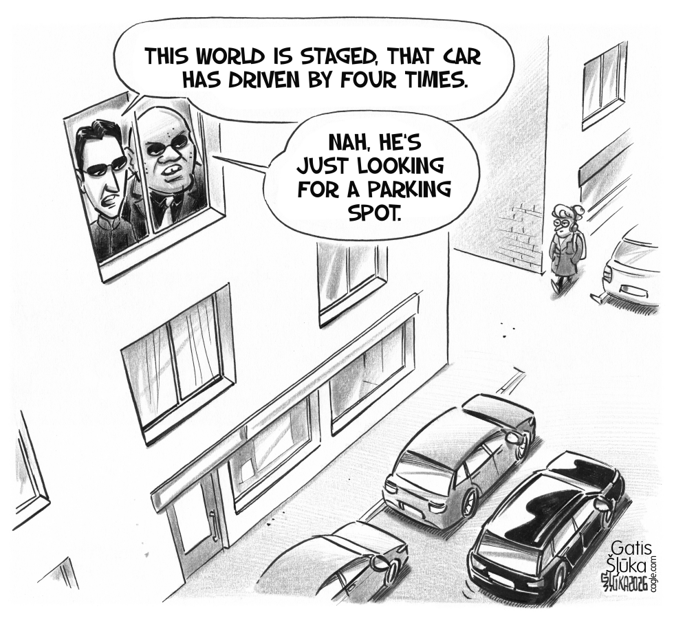 Matrix characters are amazed by the staged world