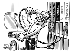 DRIVER FILLS UP WITH FUEL AND ALCOHOL by Gatis Sluka
