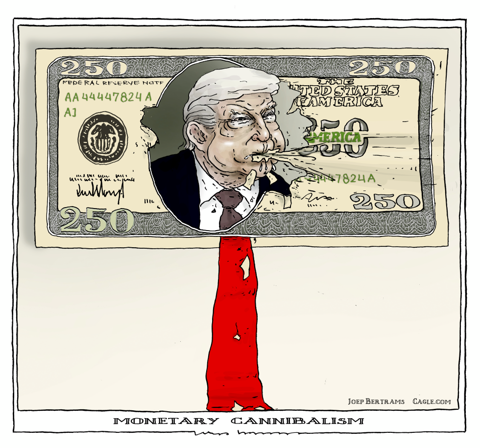 Trump eats his two hundred fifty bill