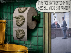 TRUMP'S FACE ON THE $250 BILL by Sean Delonas