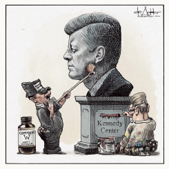 KENNEDY CENTRE REMOVES TRUMP USING WART REMOVER by Michael de Adder