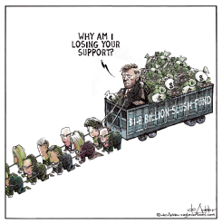TRUMP WONDERS ABOUT HIS SLUSH FUND by Michael de Adder
