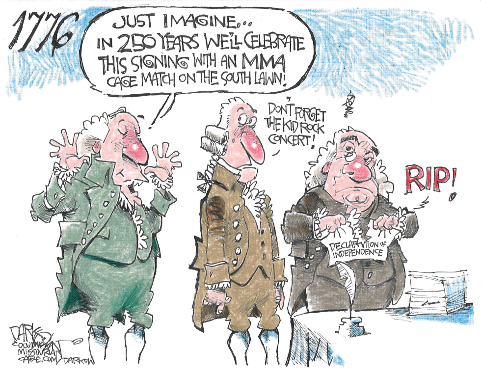 Founding Fathers Foresee Trashy Future for Independence Day