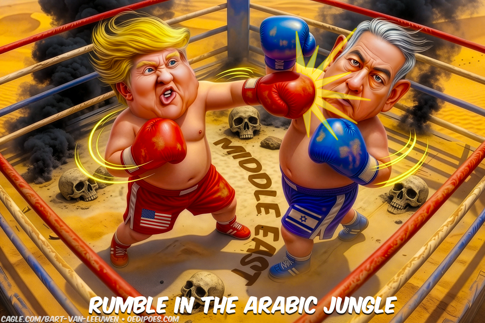 Trump vs Netanyahu in boxing ring