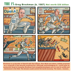 OPENAI CO-FOUNDER GREG BROCKMAN'S EXISTENTIAL RACE by Peter Kuper