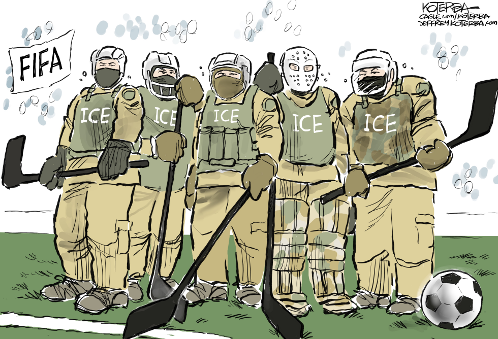 ICE Officers in Hockey Gear Stand Ready at World Cup Field