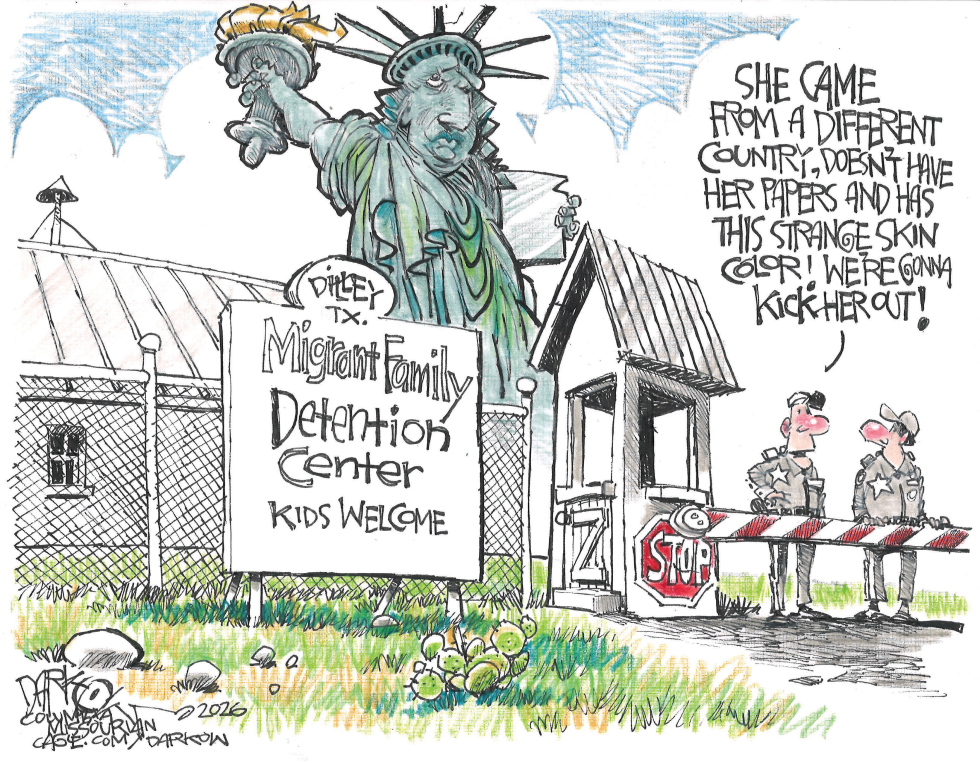 Statue of Liberty halted at Dilley Texas migrant family detention site