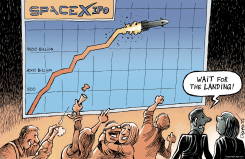 SPACEX BLOWS THE ROOF OFF WALL STREET by Patrick Chappatte