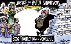 STOP PROTECTING THE POWERFUL by Milt Priggee