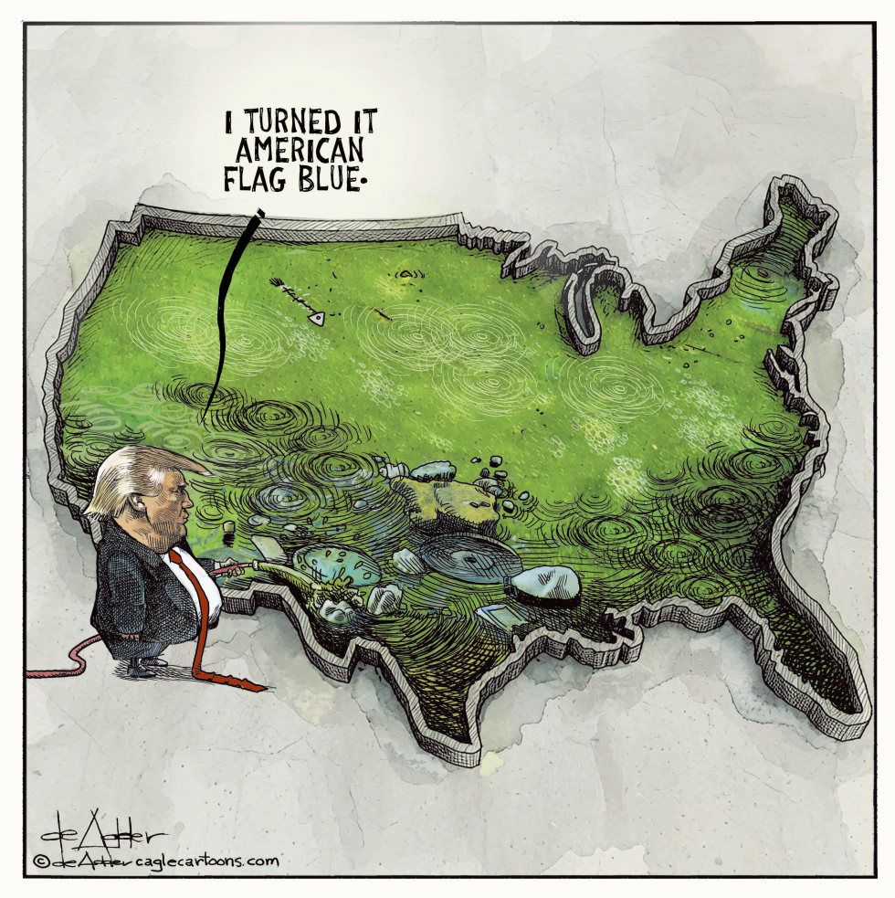 Presdent Trump turns America algae green