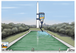 GREEN ALGAE IN LINCOLN MEMORIAL REFLECTING POOL by R.J. Matson