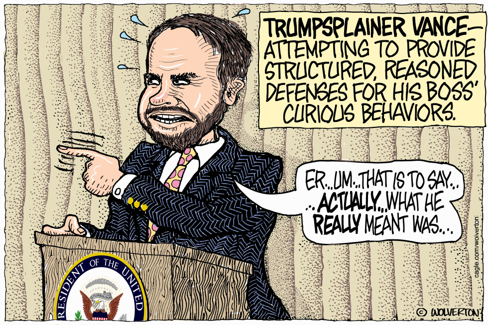 Vance Attempts to Rationalize Trump's Actions from Podium