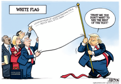 TRUMP WAVES WHITE FLAG PEACE DEAL by R.J. Matson