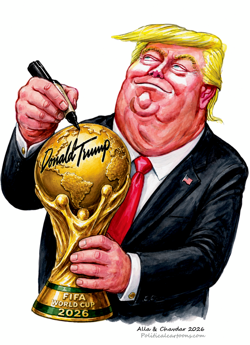Trump Signs the World Cup Trophy